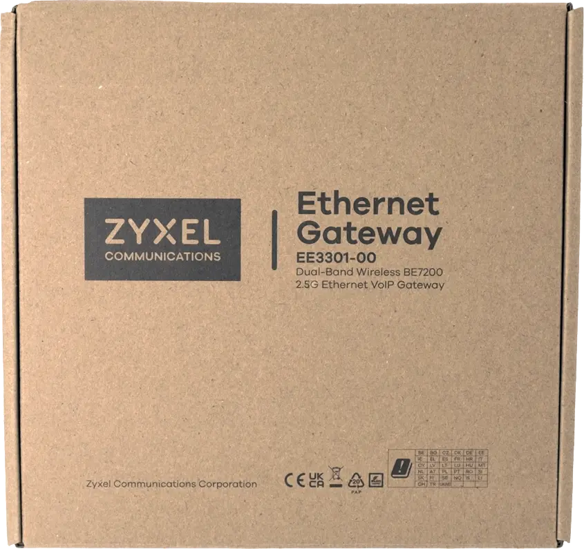 Emballage til en Zyxel EE5301-router.